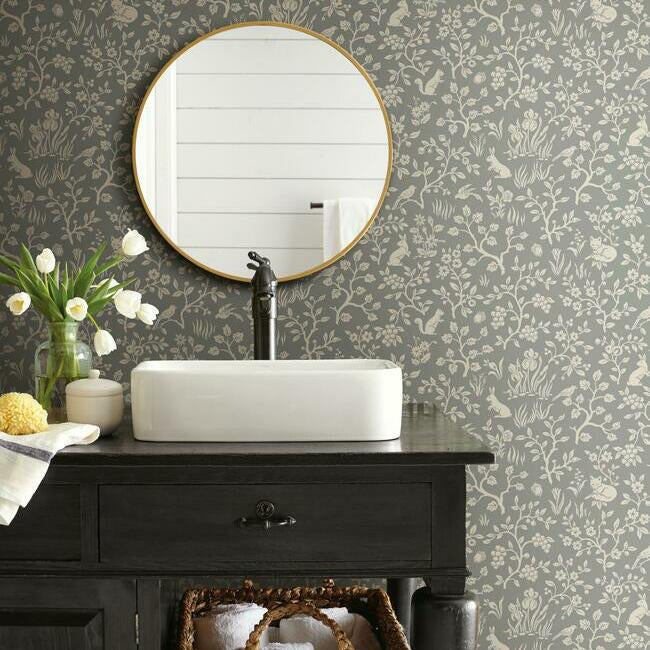 Magnolia Home Fox & Hare Wallpaper - Gray