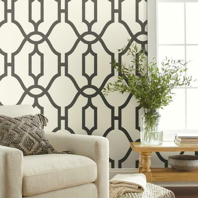 Magnolia Home Woven Trellis Wallpaper - Charcoal
