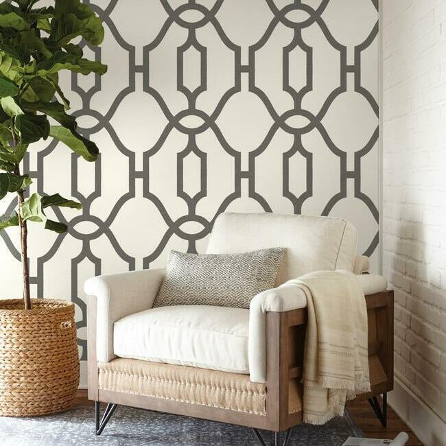 Magnolia Home Woven Trellis Wallpaper - Charcoal