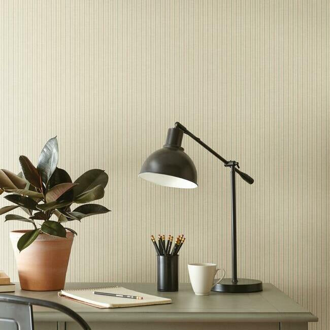 Magnolia Home French Ticking Wallpaper - Khaki and Light Blue