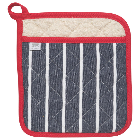Pot Holder Oven Mitt Set - Butcher Stripe