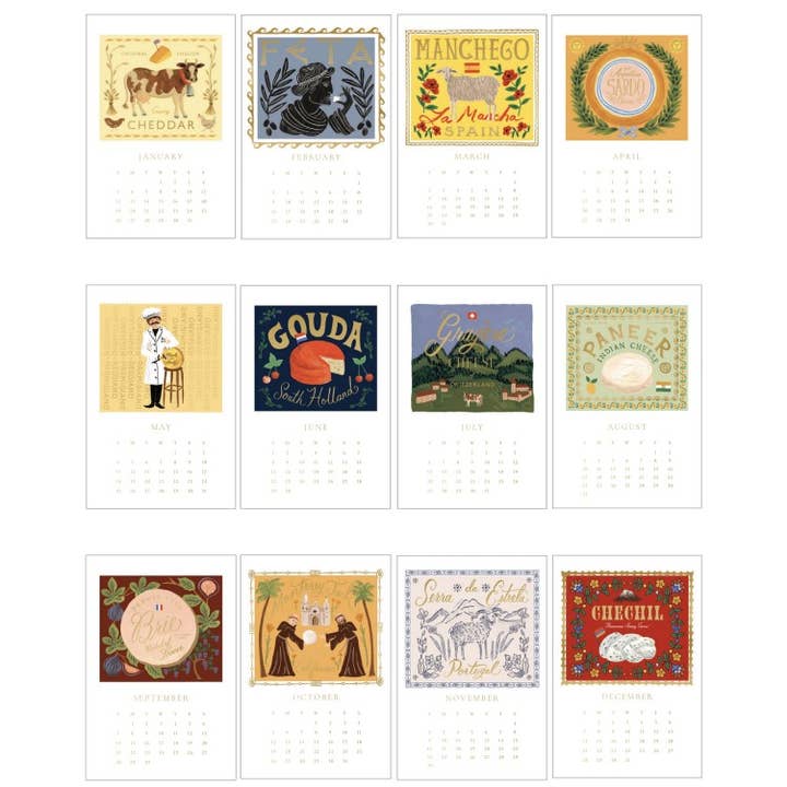 Rifle Paper Co 2025 Kitchen Calendar - Cheese