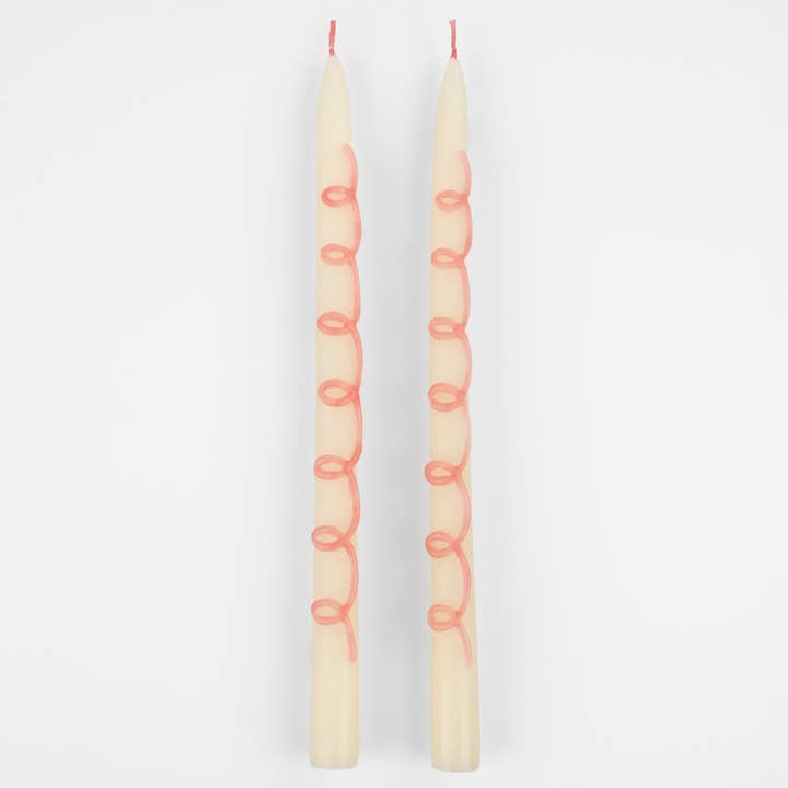 Pink Swirl Taper Candles