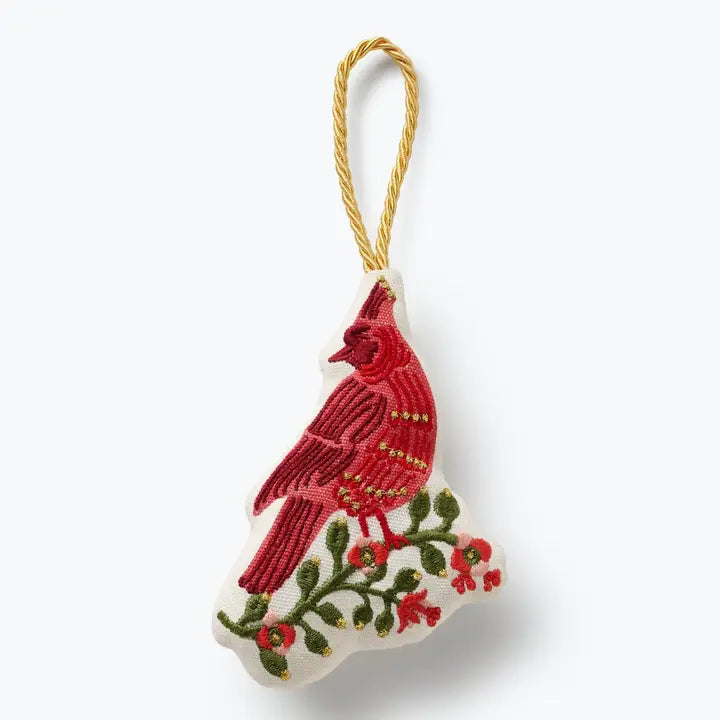 Rifle Paper Co Embroidered Ornament - Cardinals