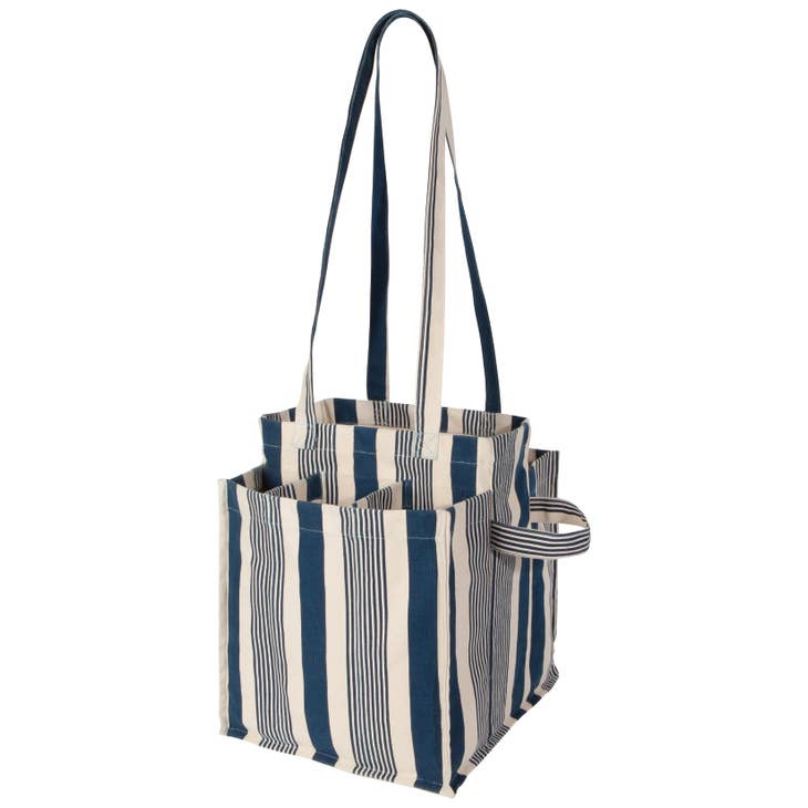 Canvas Shopping Tote - Navy Stripe