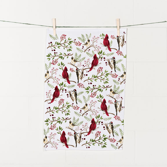 Winter Birds Tea Towel
