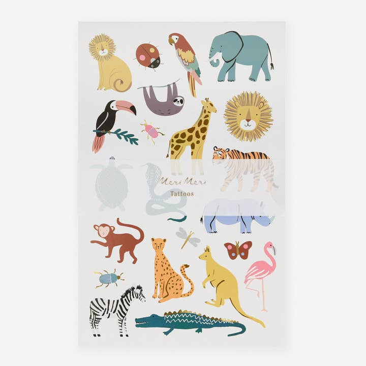 Wild Animals Temporary Tattoo Sheets
