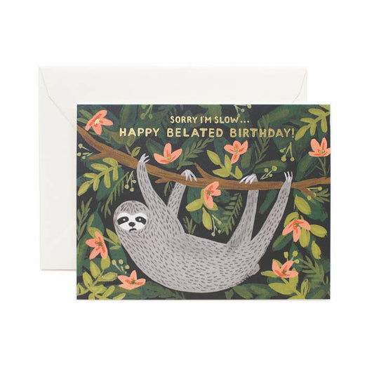 Rifle Paper Co Card - Sloth Belated Birthday