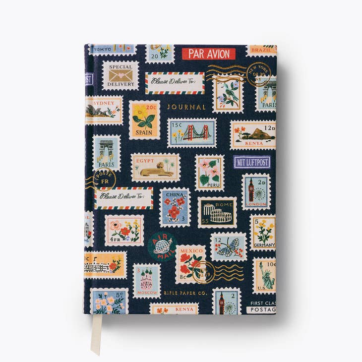 Rifle Paper Co Embroidered Journal - Postage Stamps
