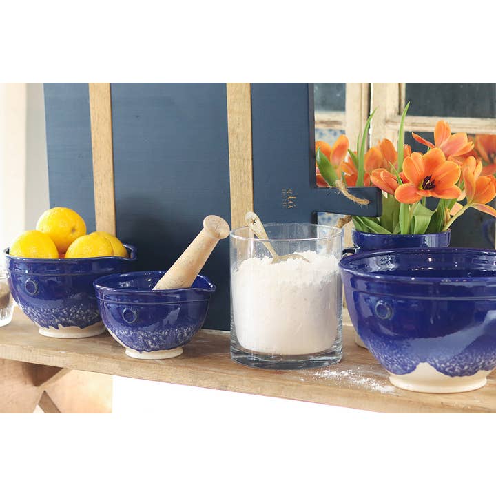 Blue Handthrown Mixing Bowl - Medium