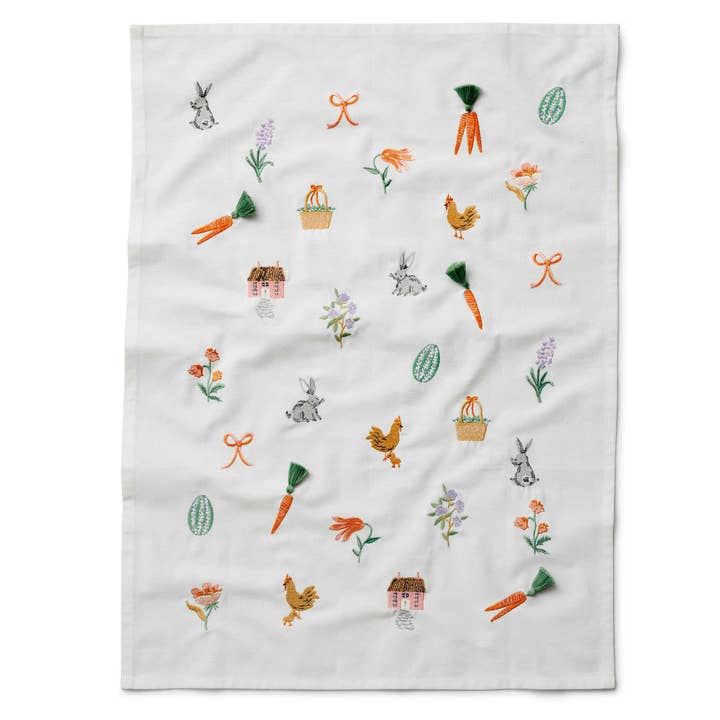 Rifle Paper Co Embroidered Tea Towel - Spring Farm