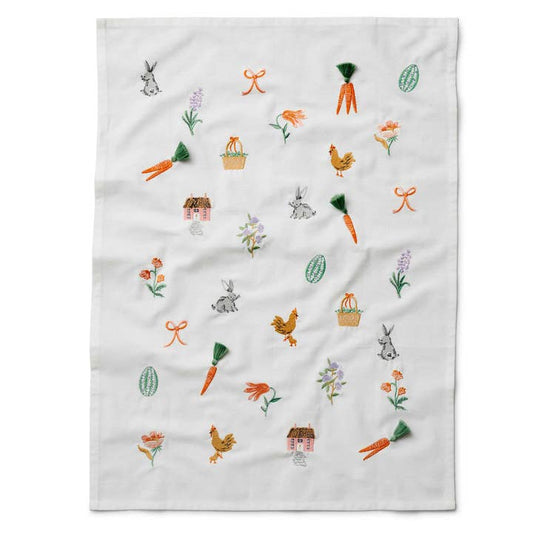 Rifle Paper Co Embroidered Tea Towel - Spring Farm