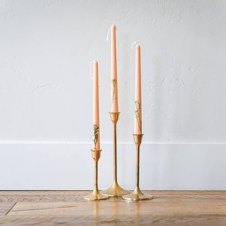 Floral Inlaid Tapered Candles - Set of 3