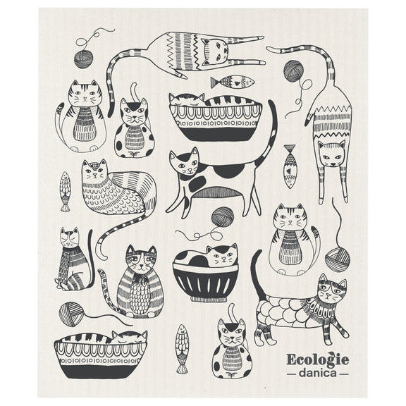 Swedish Dishcloth - Purr Party