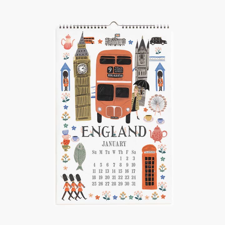 Rifle Paper Co 2026 Wall Calendar - World Travel