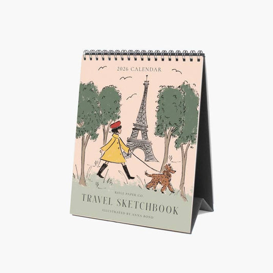 Rifle Paper Co 2026 Desk Calendar - Travel Sketchbook