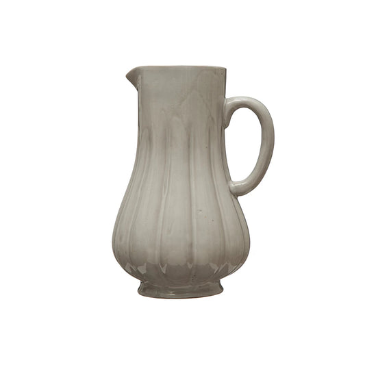 Stoneware Fluted Pitcher
