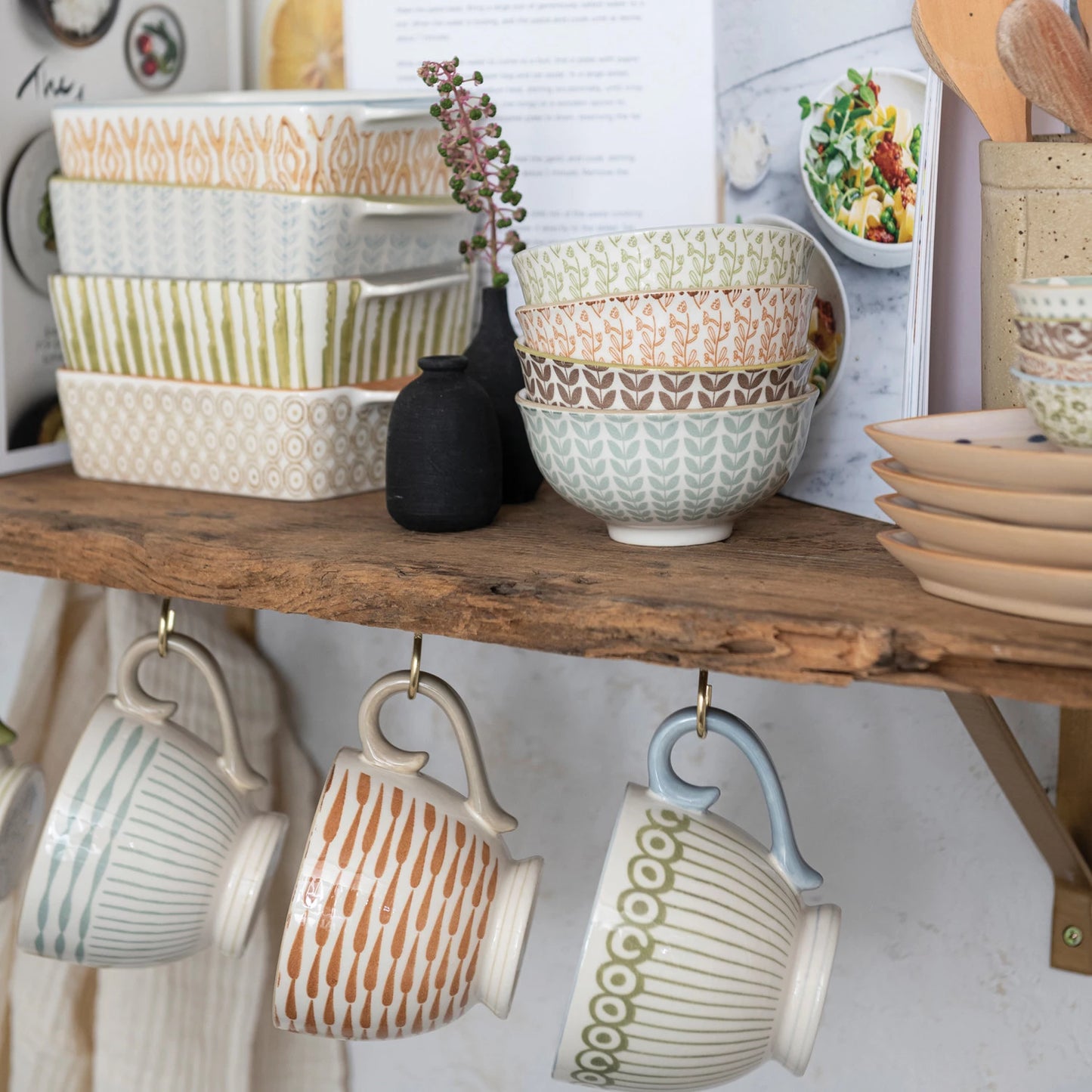 Stamped Stoneware Lotta Bowl - Muted Tones