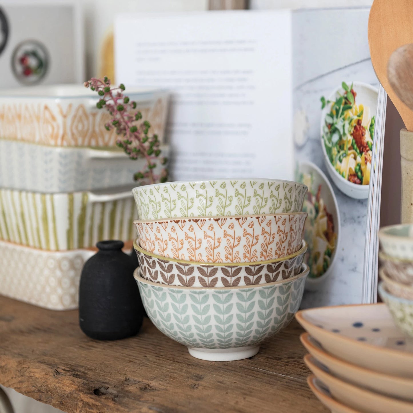 Stamped Stoneware Lotta Bowl - Muted Tones