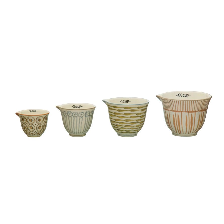 Set of 4 Pastel Colored Nesting Stoneware Measuring Cups from Now Designs