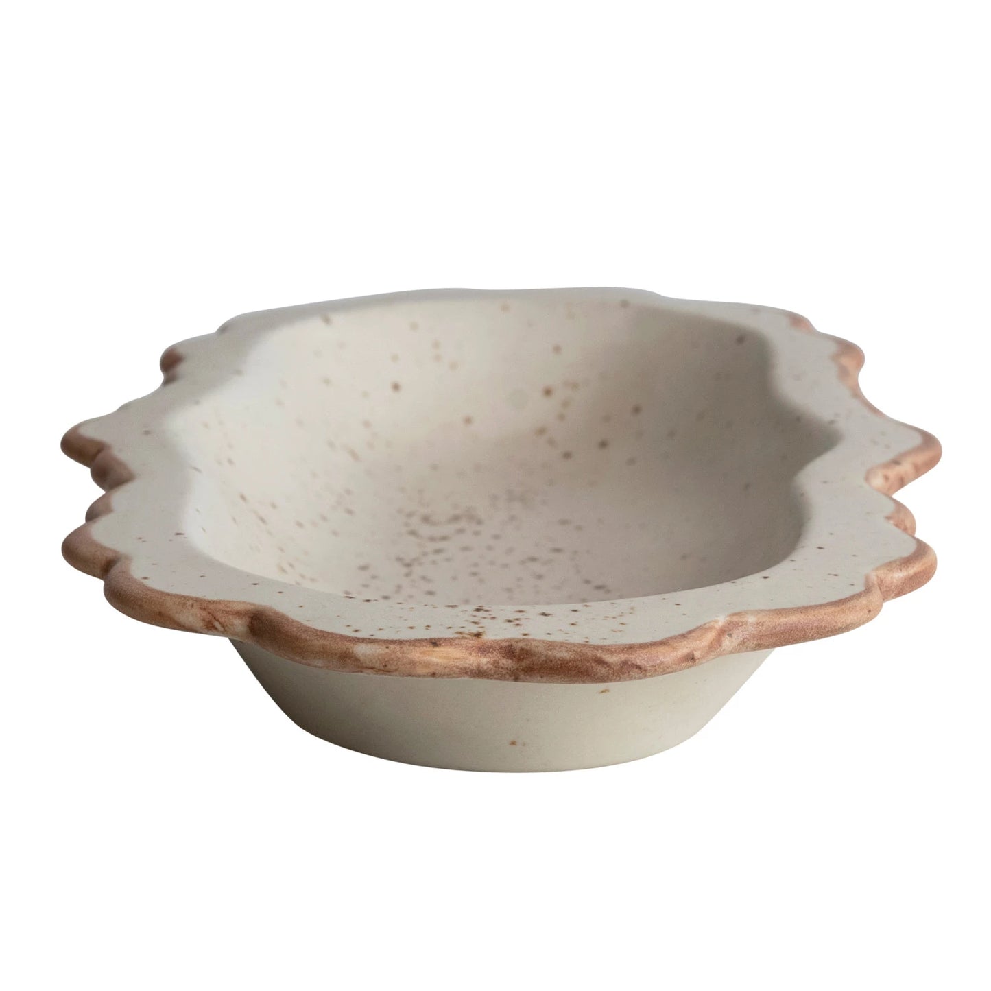Stoneware Scalloped Platter - Cream Speckled