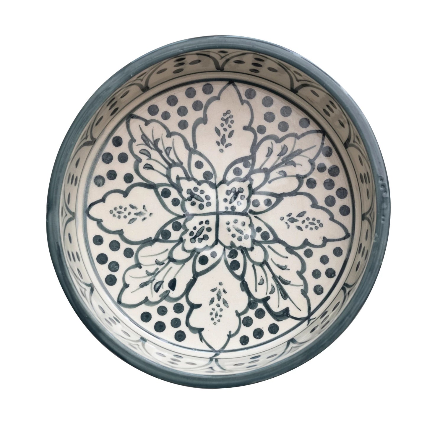 Stoneware Pet Bowl - Blue & Cream