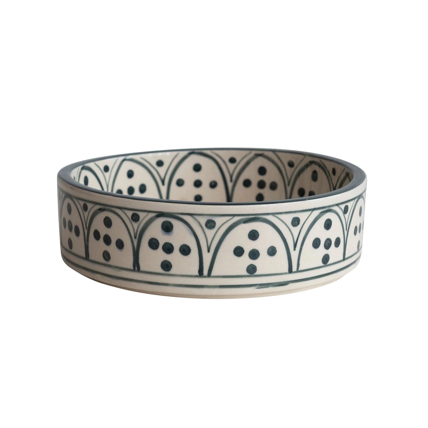 Stoneware Pet Bowl - Blue & Cream