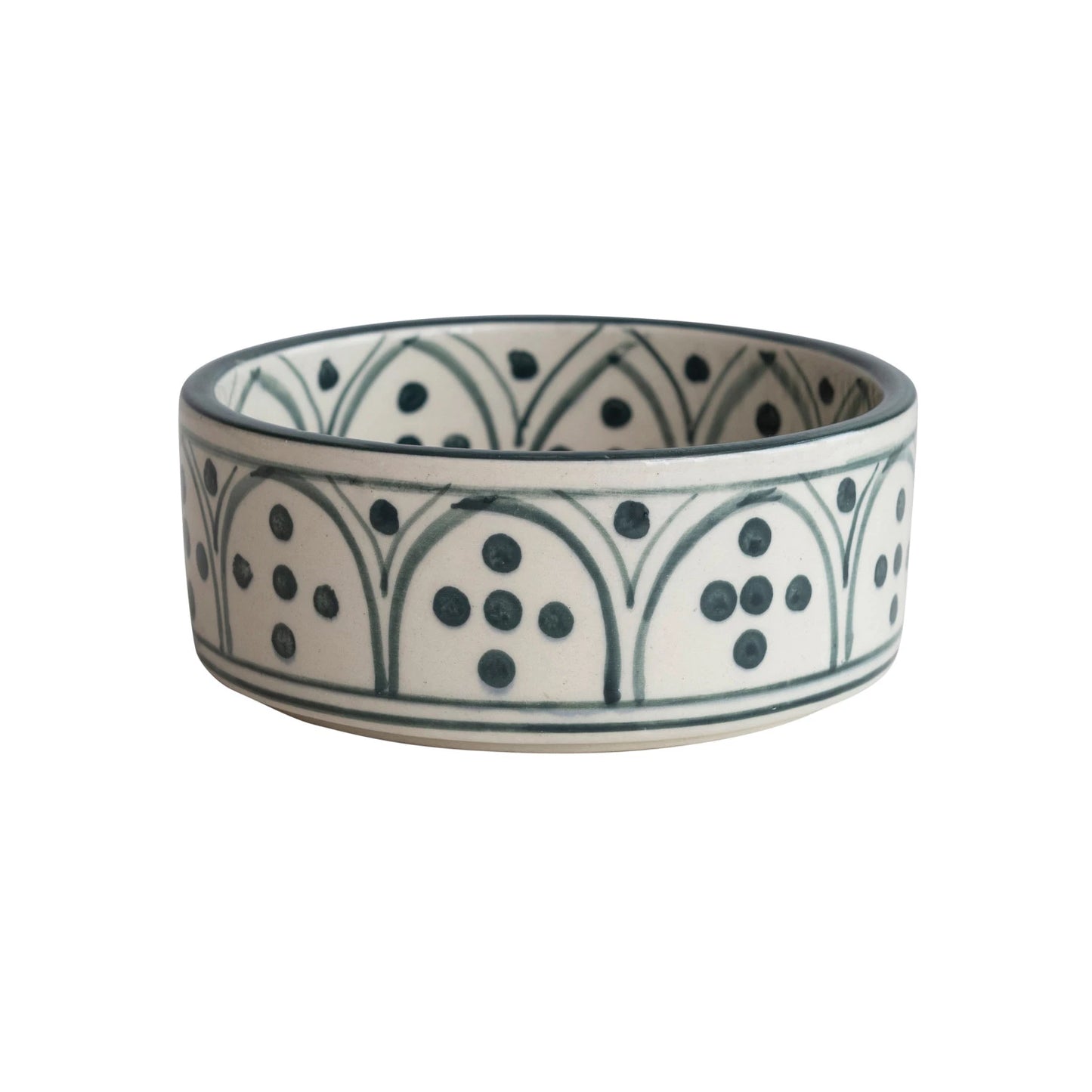 Small Stoneware Pet Bowl - Blue & Cream