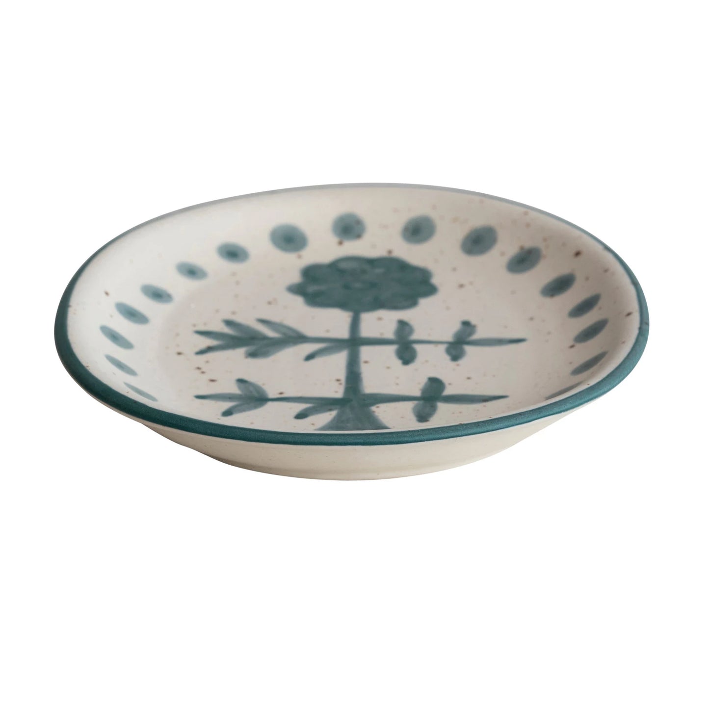 Small Stoneware Platter - Navy & Cream Speckled