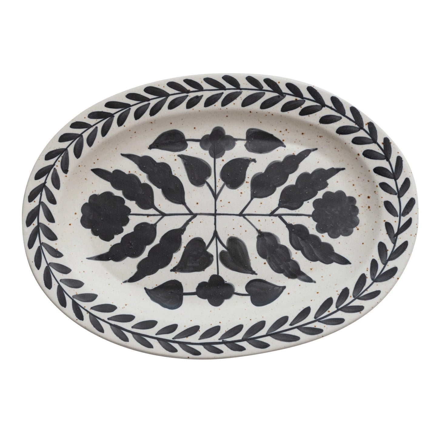 Large Stoneware Platter - Black Speckled