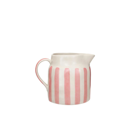 Stoneware Pitcher - Pink Stripe