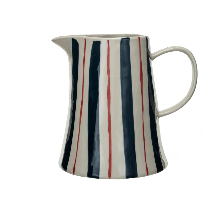 Stoneware Pitcher - Black and Red Stripe