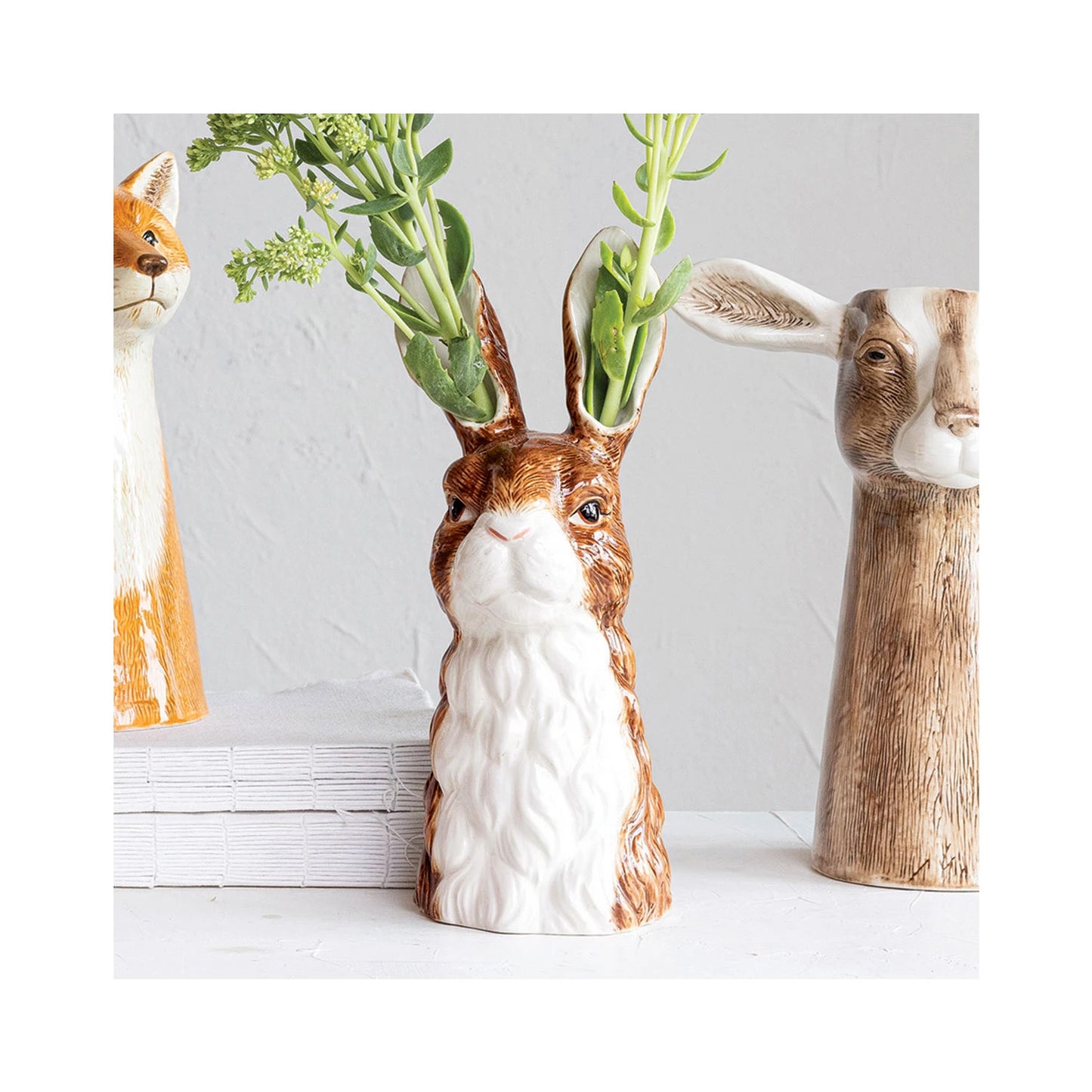 Hand-Painted Rabbit Vase