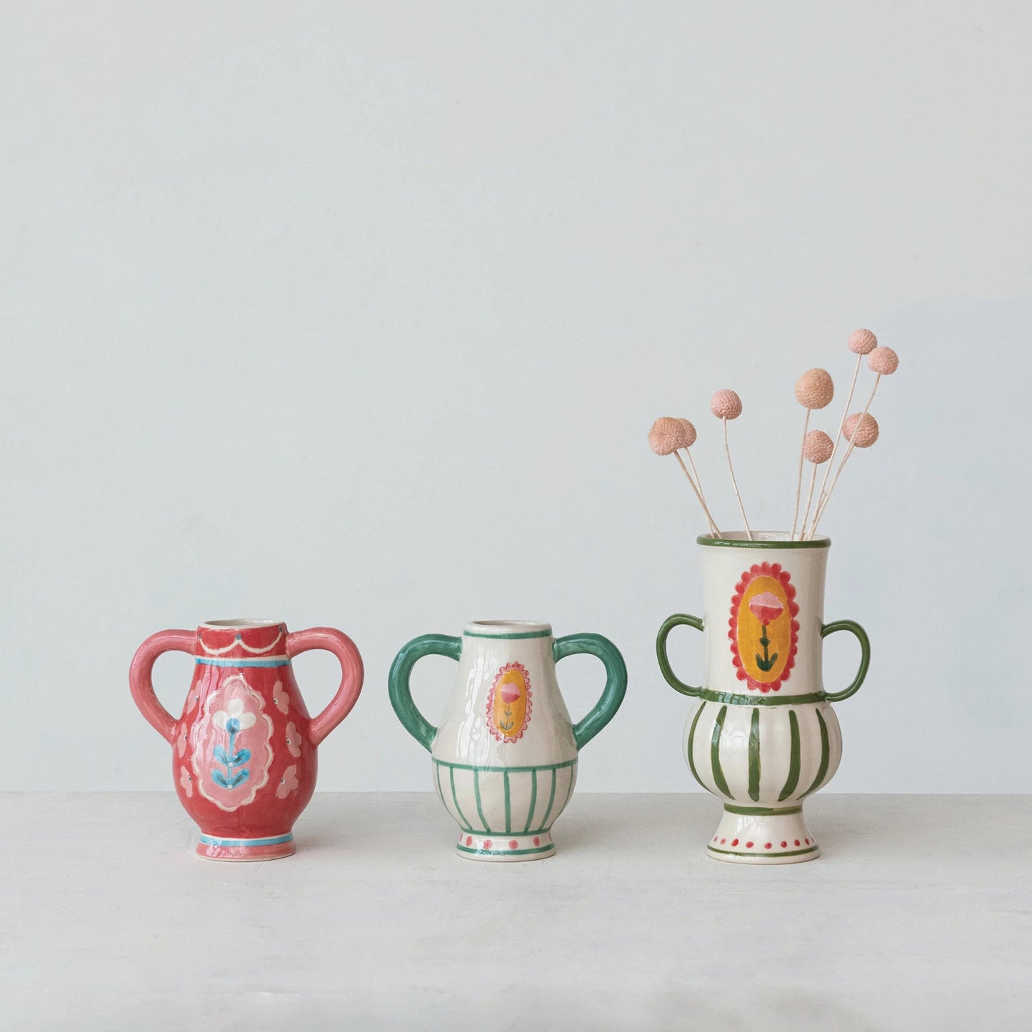 Stoneware Urn - Striped Floral