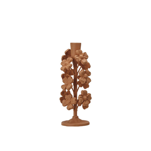 Cast Iron Flowers Taper Holder - Apricot