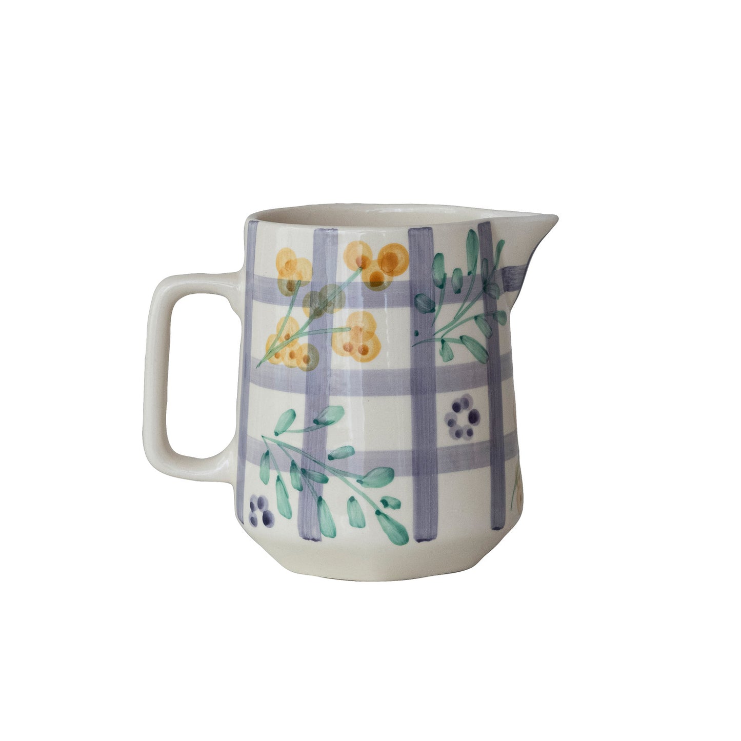 Botanical Grid Pattern Stoneware Pitcher