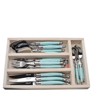 Jean Dubost 24 Pc Everyday Flatware Set - Turquoise