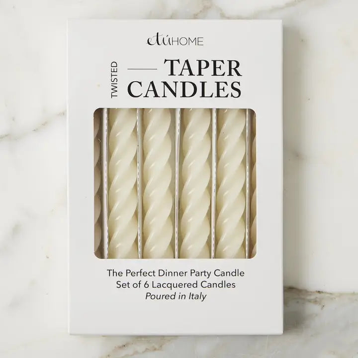 Lacquered Twisted Taper Candles - Cream