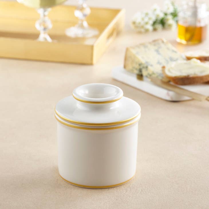 Le Bistro Butter Bell Crock - Brushed Gold Trim