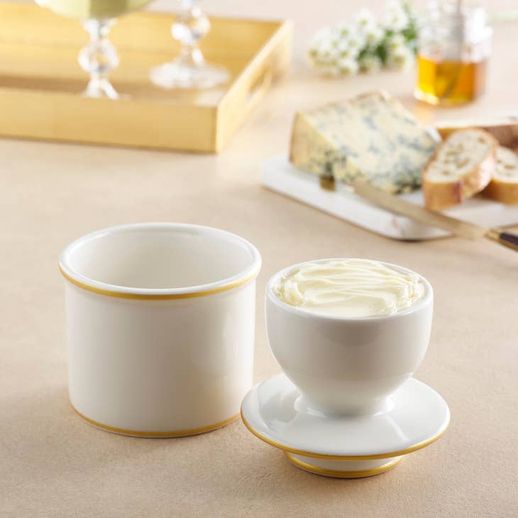 Le Bistro Butter Bell Crock - Brushed Gold Trim