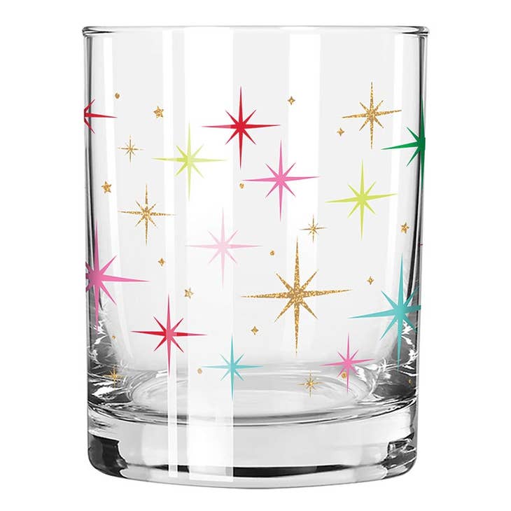 Double Old Fashioned Glass - Retro Stars