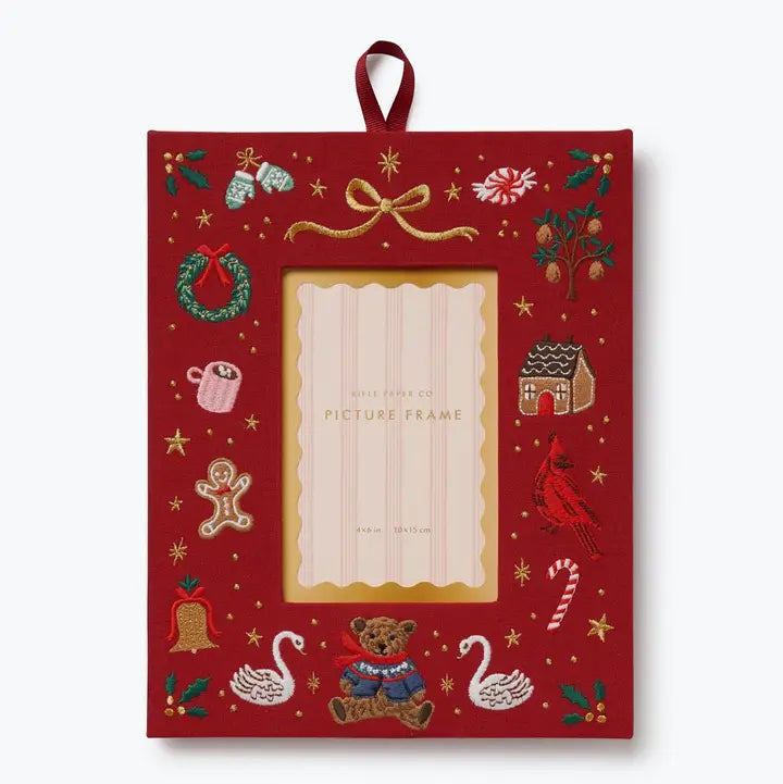 Rifle Paper Co 4x6 Embroidered Picture Frame - Beary Christmas