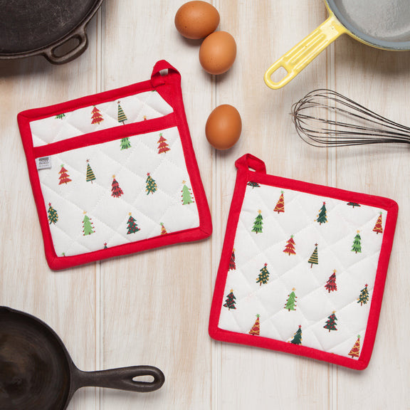 Pot Holder Oven Mitt Set - Merry And Bright