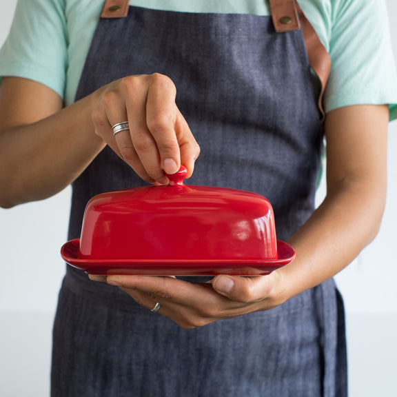 Rectangle Butter Dish - Red