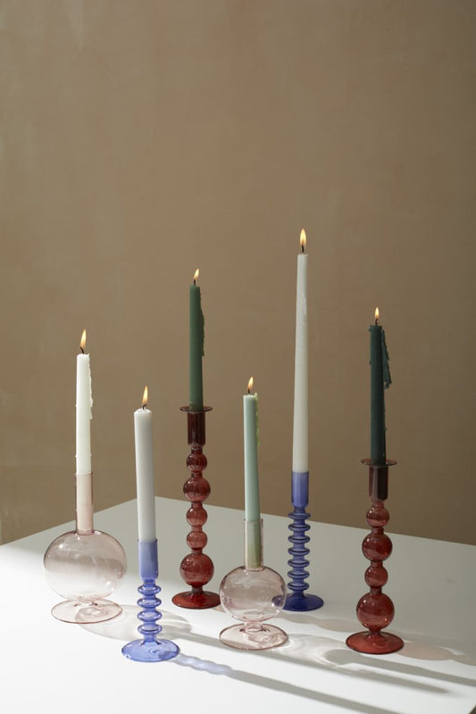 Short Malaga Candleholder - Blue