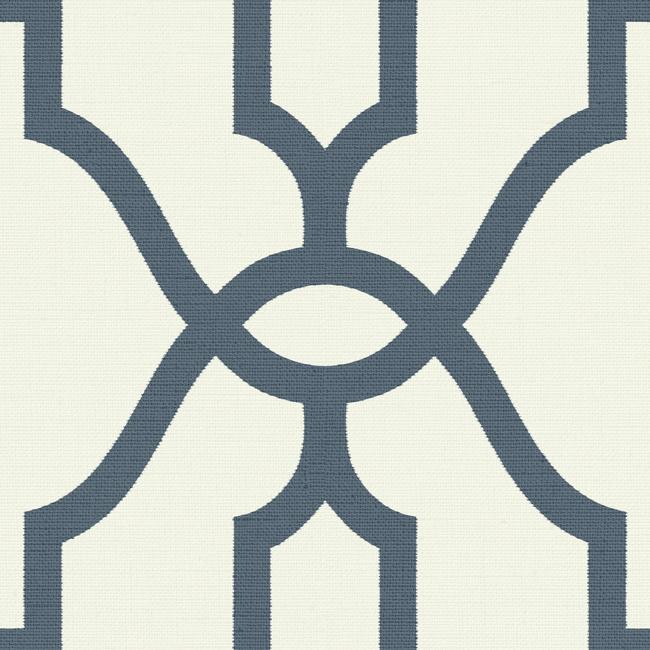 Magnolia Home Woven Trellis Wallpaper - Federal Blue on White