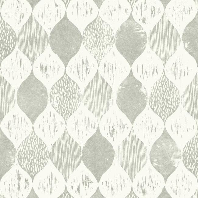 Magnolia Home Woodblock Print Wallpaper - Gray