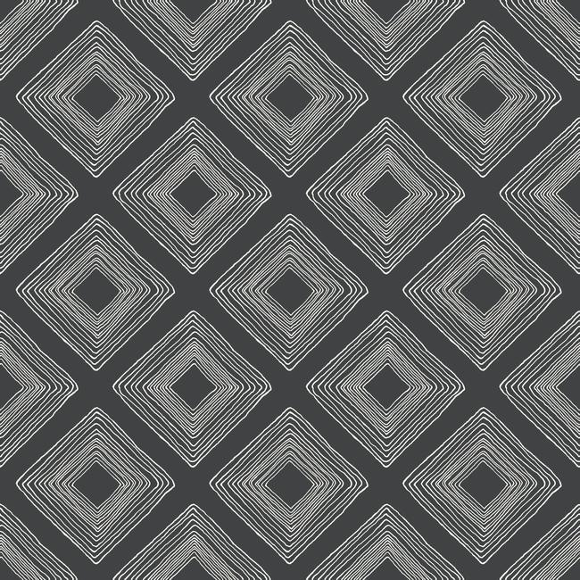Magnolia Home Diamond Sketch Wallpaper - White on Black