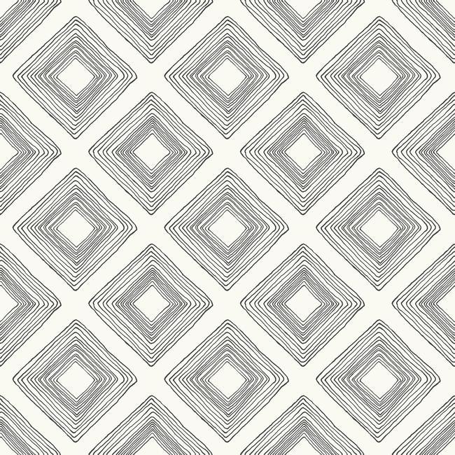 Magnolia Home Diamond Sketch Wallpaper - Black on White