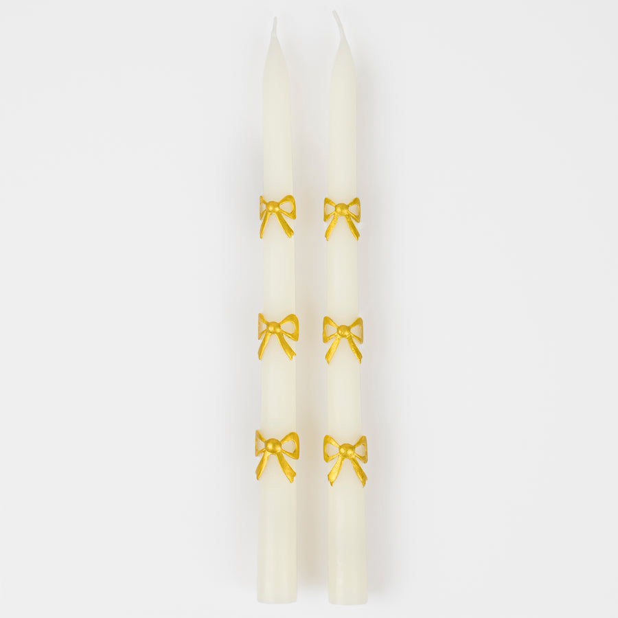 Gold Bow Taper Candles